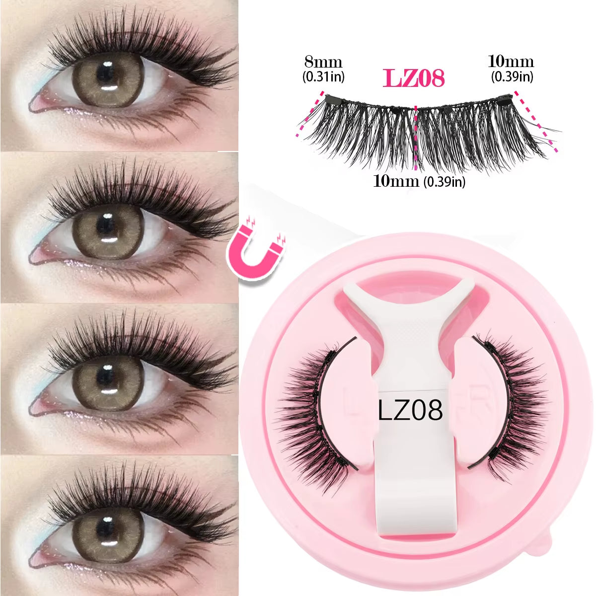 Wholesale 5/1 Pair Magnetic Eyelashes with Tweezer Set Reusable Magnetic Lash Extension Natural Curler False Eyelashes Makeup