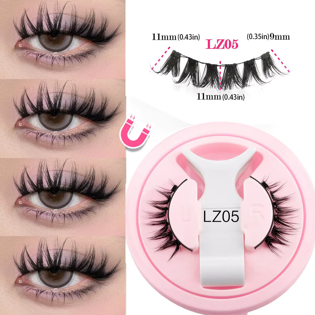 Wholesale 5/1 Pair Magnetic Eyelashes with Tweezer Set Reusable Magnetic Lash Extension Natural Curler False Eyelashes Makeup