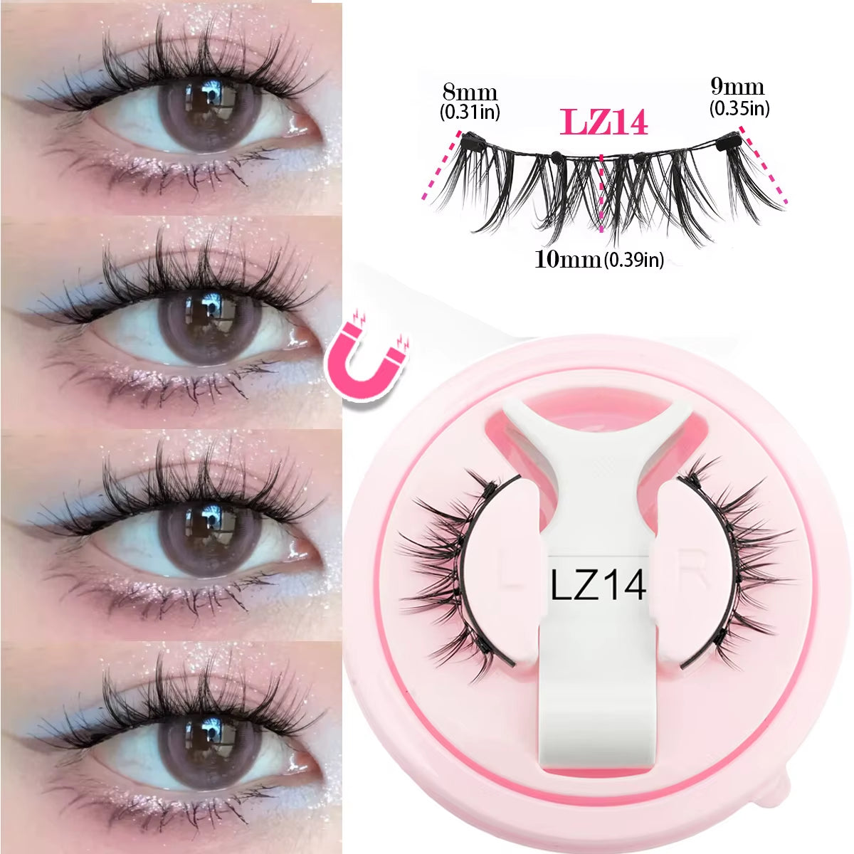 Wholesale 5/1 Pair Magnetic Eyelashes with Tweezer Set Reusable Magnetic Lash Extension Natural Curler False Eyelashes Makeup