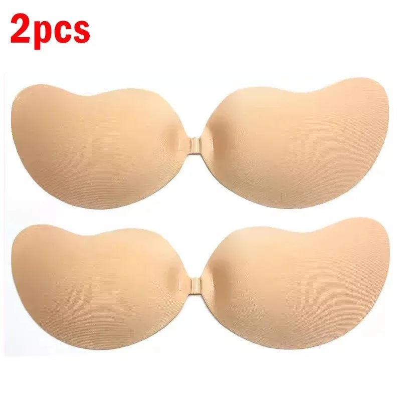 Sexy Women Invisible Push up Bra Self-Adhesive Silicone Bust Front Closure Sticky Bra Skin Backless Strapless Bra