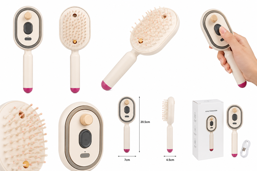 Multifunctional Massage Comb,Electric Spray Air Cushion Scalp Massager,Self-Cleaning Essential Oil Hair Care Comb,Gift for Women