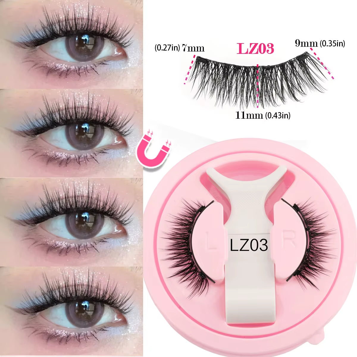 Wholesale 5/1 Pair Magnetic Eyelashes with Tweezer Set Reusable Magnetic Lash Extension Natural Curler False Eyelashes Makeup