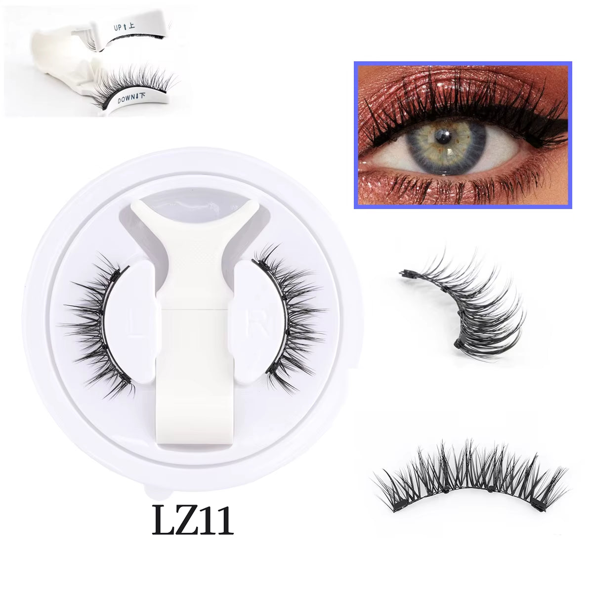Wholesale 5/1 Pair Magnetic Eyelashes with Tweezer Set Reusable Magnetic Lash Extension Natural Curler False Eyelashes Makeup