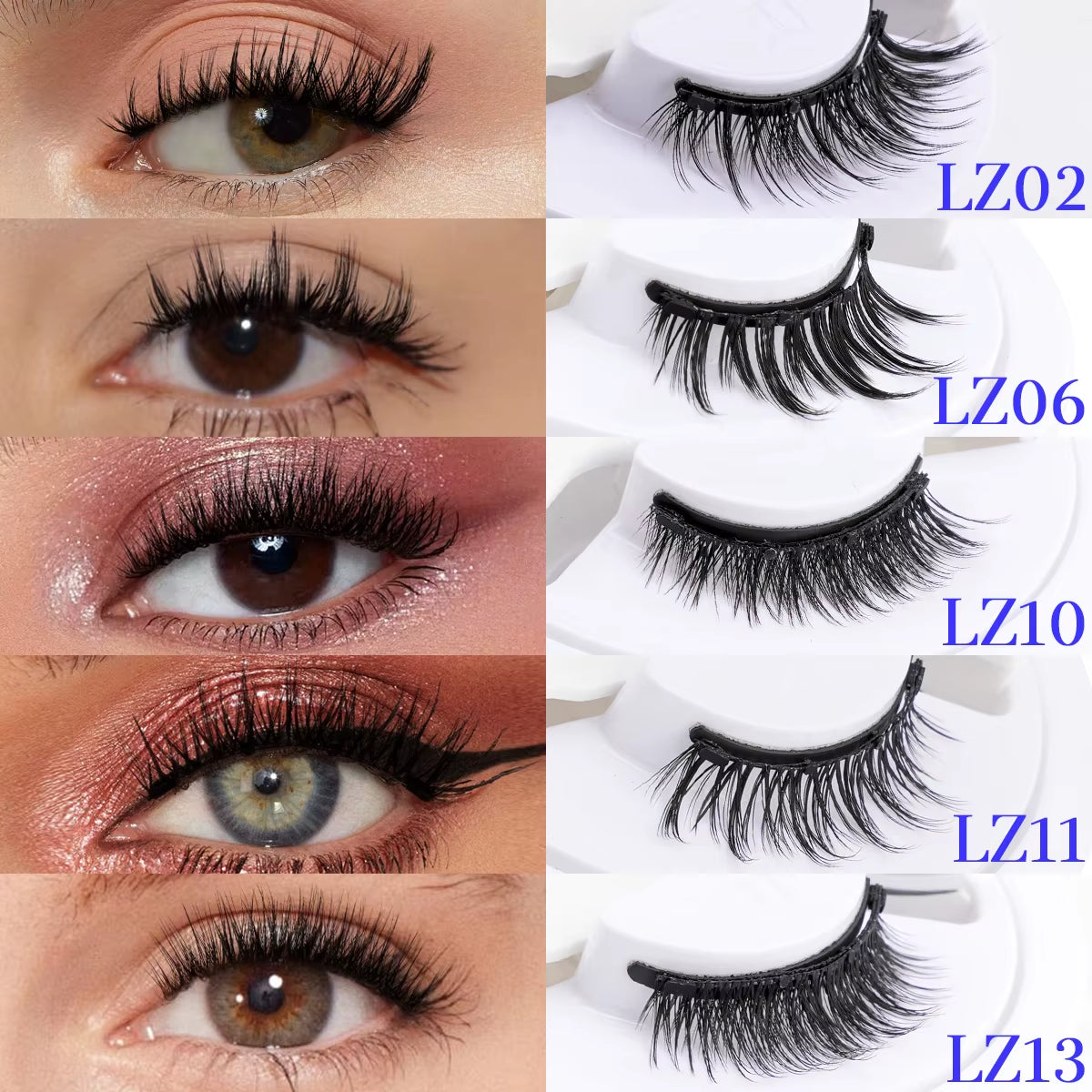 Wholesale 5/1 Pair Magnetic Eyelashes with Tweezer Set Reusable Magnetic Lash Extension Natural Curler False Eyelashes Makeup