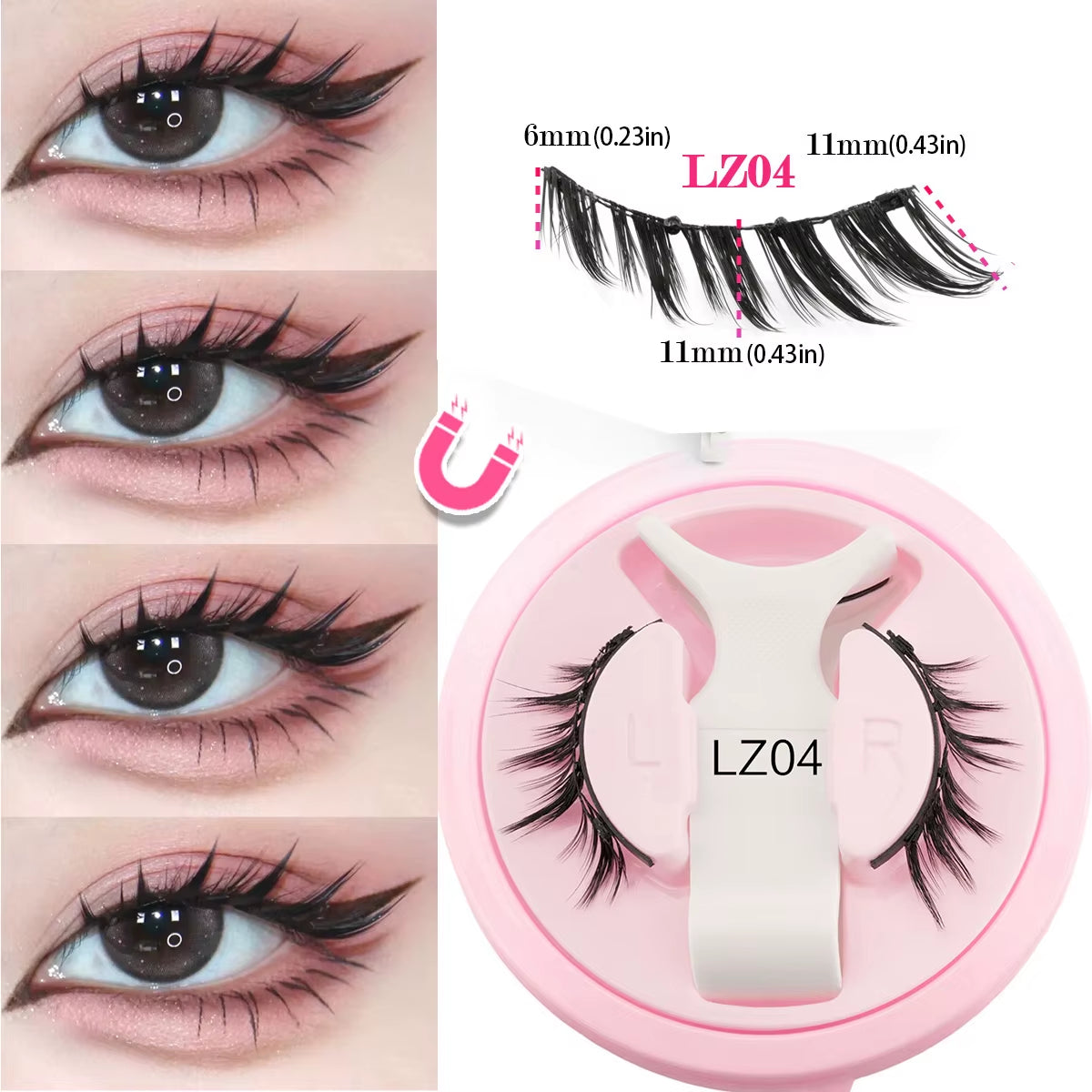 Wholesale 5/1 Pair Magnetic Eyelashes with Tweezer Set Reusable Magnetic Lash Extension Natural Curler False Eyelashes Makeup